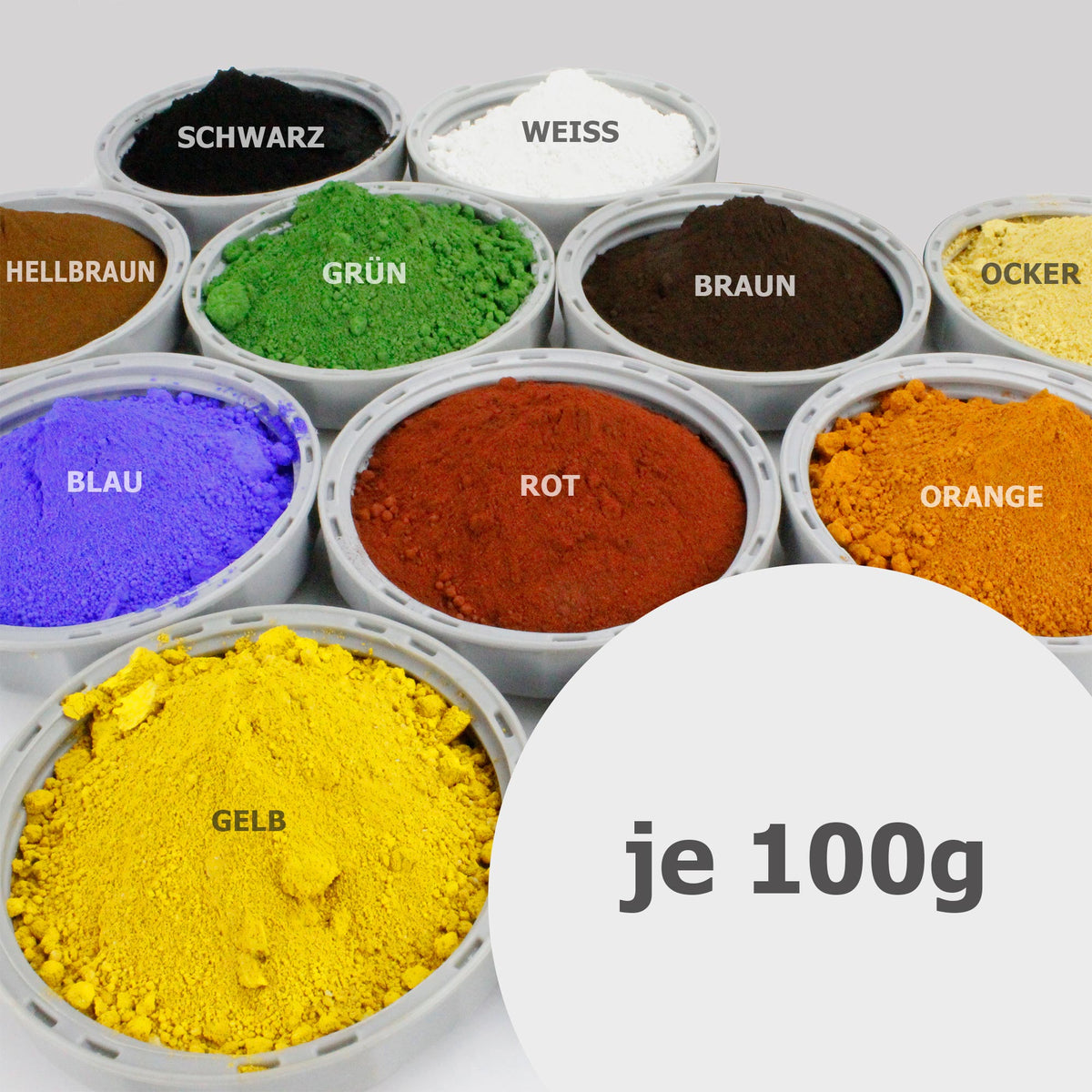Testpackungen Eisenoxid Farbpigmente - je Farbe 100g