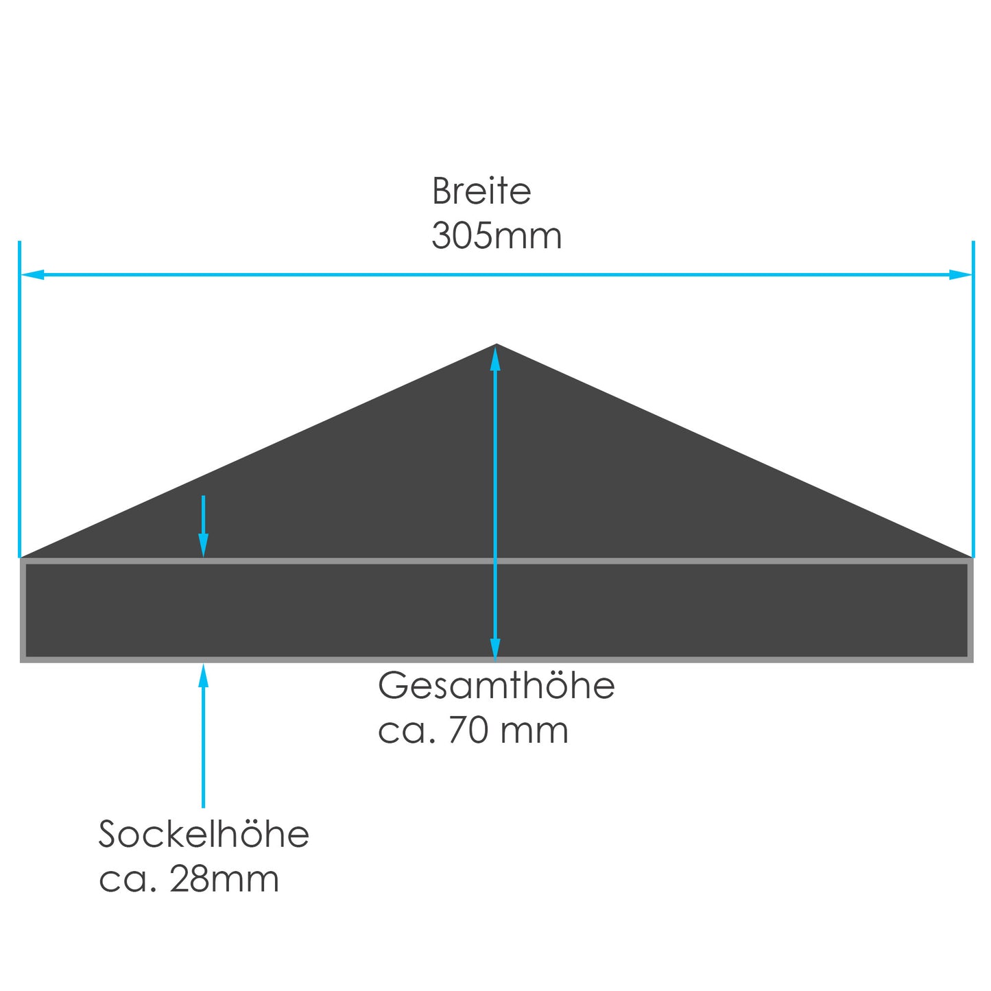 Form für Pfeilerabdeckung 49x30.5x7cm - Abmessungen