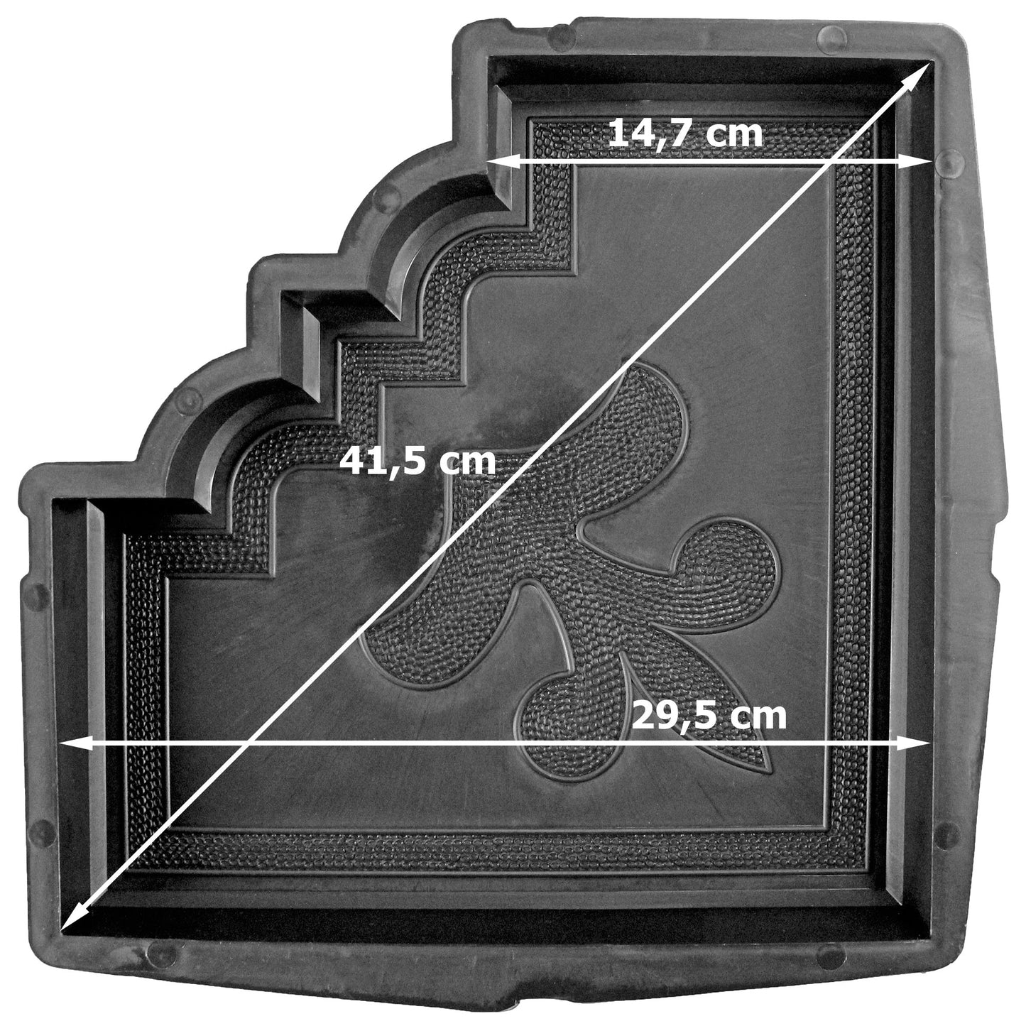 Polypropylen-Form für Pflasterendbodensteine - französische Lilie - Abmessungen
