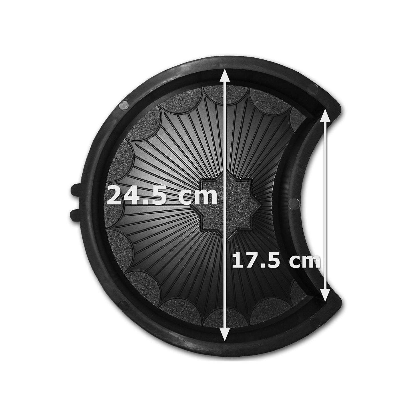 Kunststoffform für Betontrittsteine - mit Mondausschnitt - Abmessungen