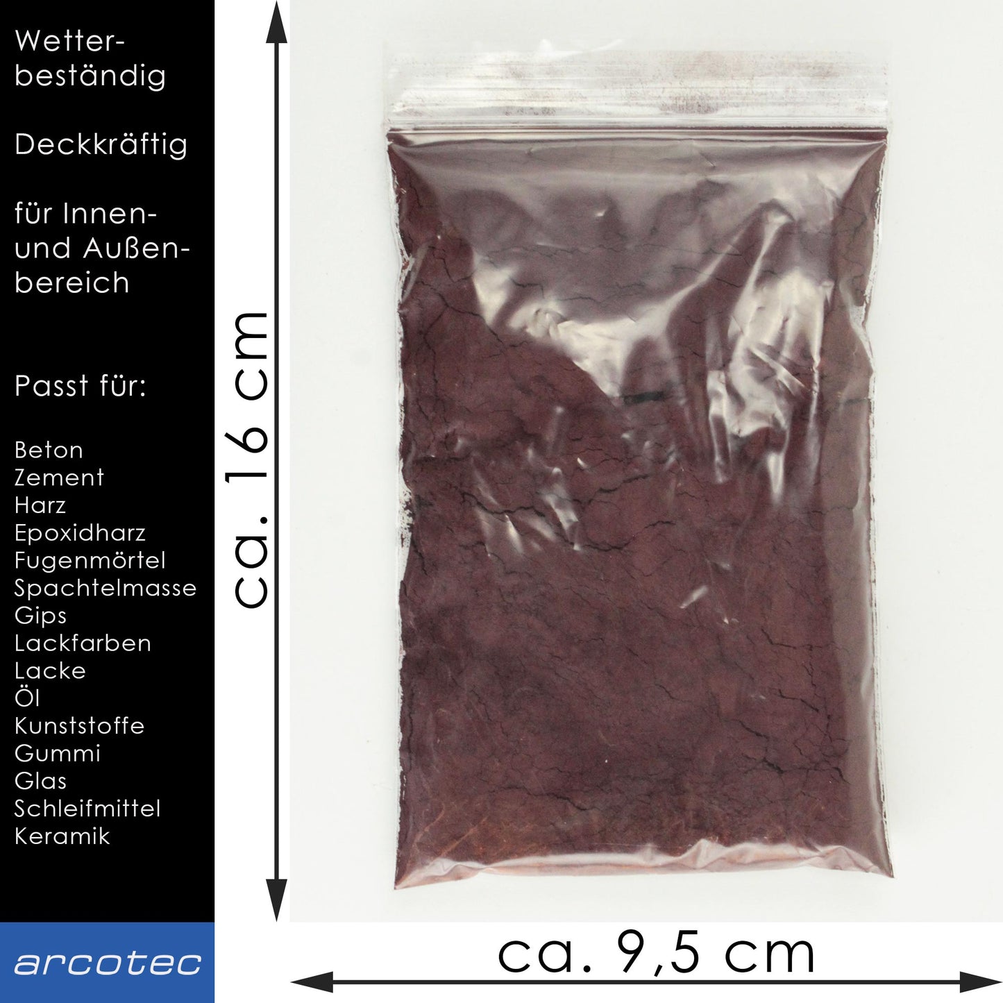Kakaobraun Eisenoxidfarbe für Beton / Zement / Gips / Putz / Harz / Öl - 100g Verpackung