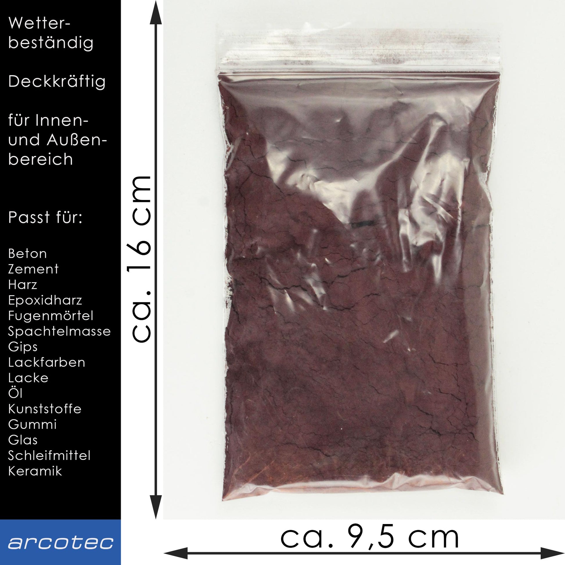 Kakaobraun Eisenoxidfarbe für Beton / Zement / Gips / Putz / Harz / Öl - 100g Verpackung