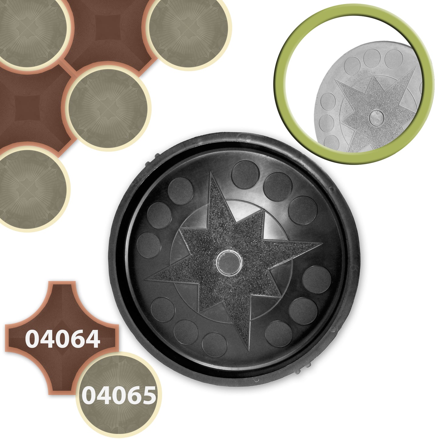 Große Beton-Schalungsform für Trittsteine – Rund & Kreuz