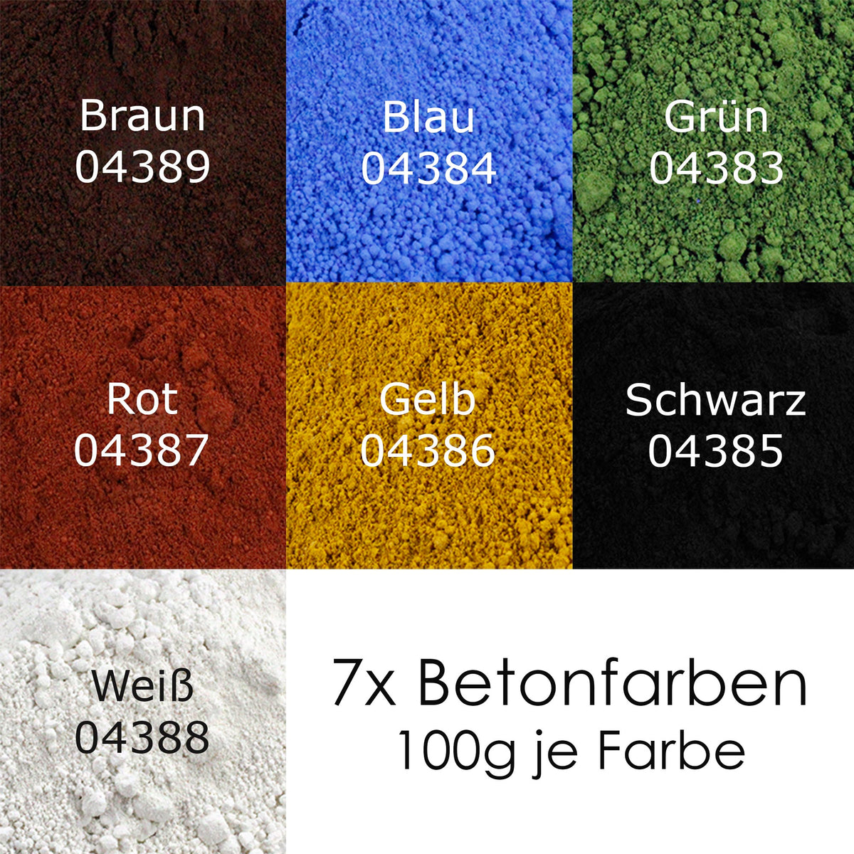 Testpackungen Eisenoxid Farbpigmente - je Farbe 100g