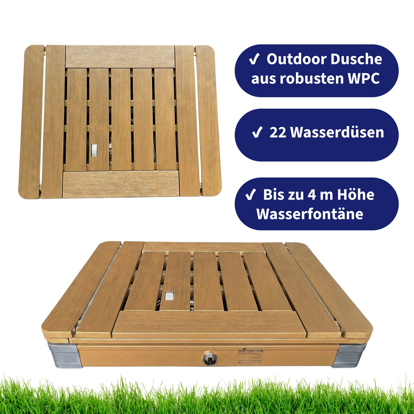 Gartendusche aus WPC mit Start/Stopp Funktion