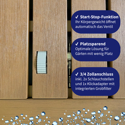 Gartendusche aus WPC mit Start/Stopp Funktion