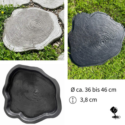 Betonform für Trittsteine im Garten in baumoptik