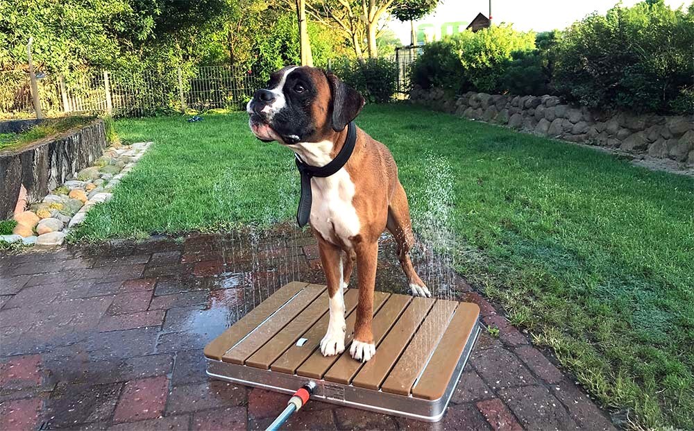 Garten Dusche tragbar mit Holzoptik