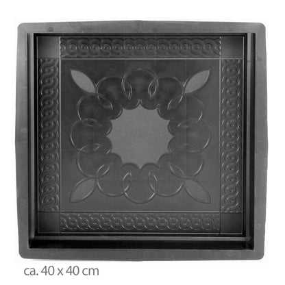 Betonform für Bodenpflasterpaneele Pflanzenornament 40x40cm - Abmessungen