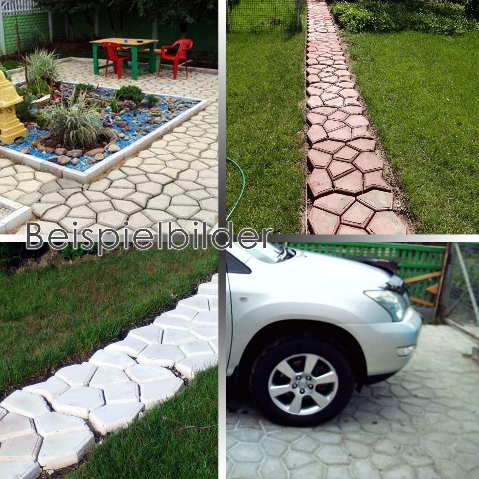 Kunststoffform für Gartenwegmatrix 43x43cm Bruchsteine - Gartenweg