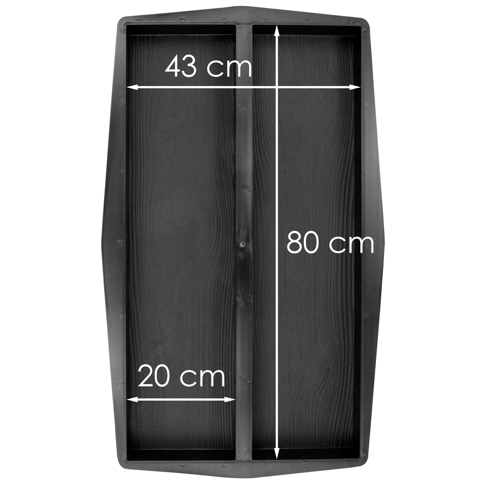 Giessform mit Holzpflasteroptik 80x40cm - Abmessungen