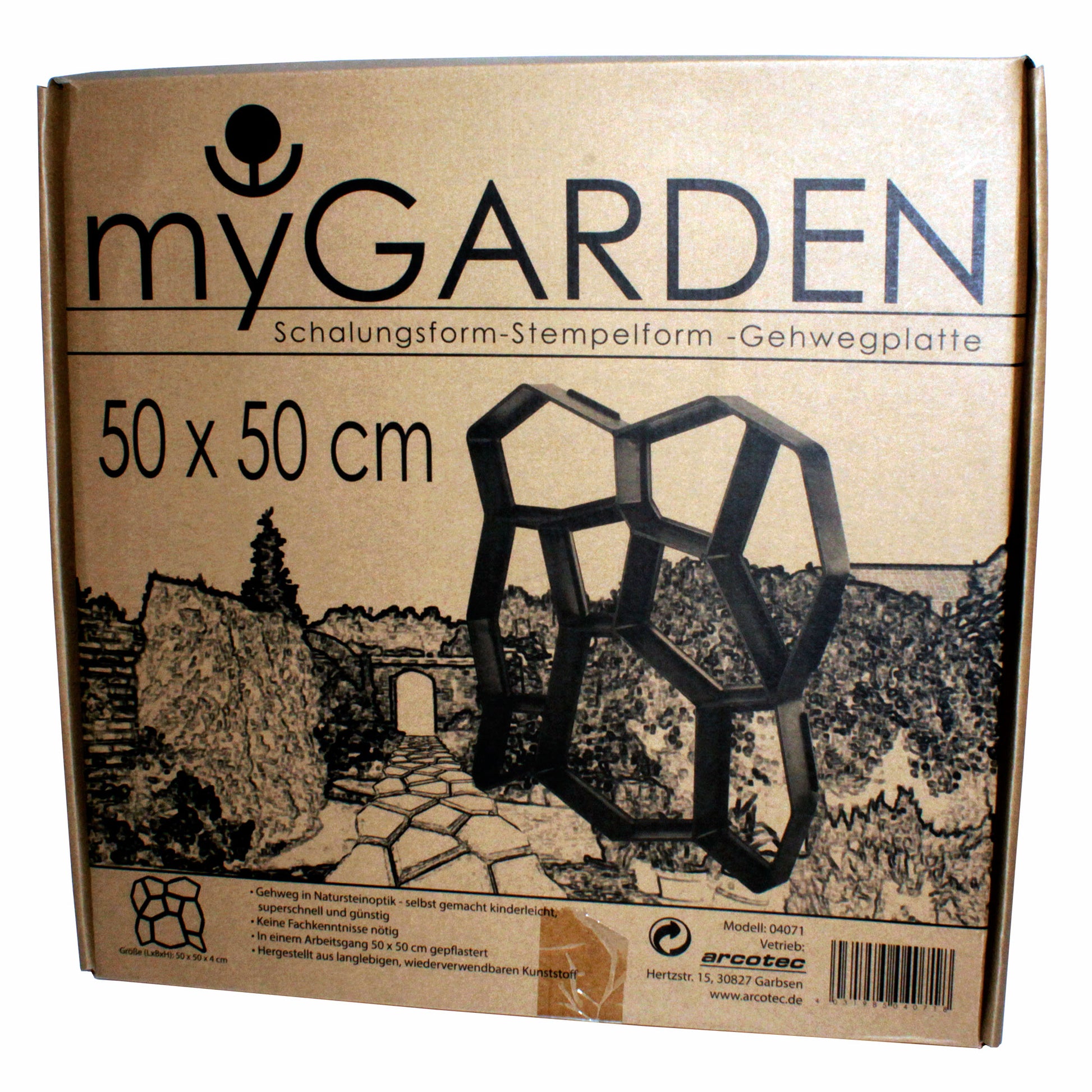 Polypropylen-Form für Gartenwegmatrix 50x50cm Bruchsteine - Verpackung