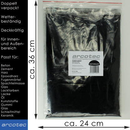 Anthrazit Eisenoxidfarbe für Beton / Zement / Gips / Putz / Harz / Öl - 1kg Verpackung