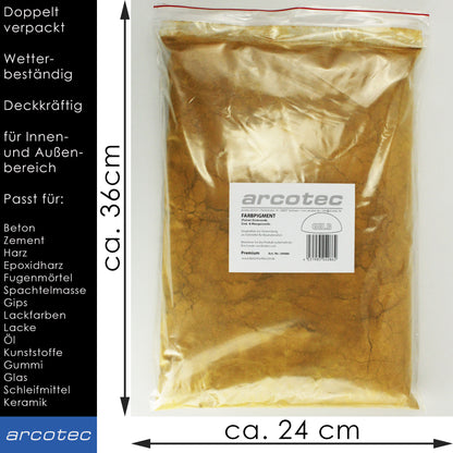 Gelb Eisenoxidfarbe für Beton / Zement / Gips / Putz / Harz / Öl - 1kg Verpackung