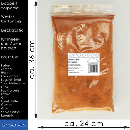 Orange Eisenoxidfarbe für Beton / Zement / Gips / Putz / Harz / Öl - 1kg Verpackung