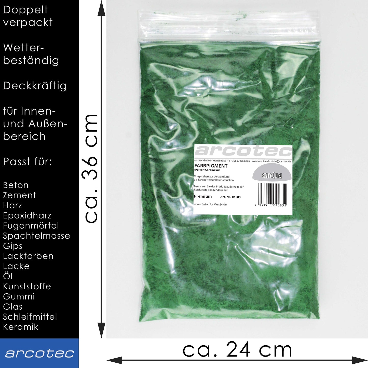 Grün Eisenoxidfarbe für Beton / Zement / Gips / Putz / Harz / Öl - 100g Verpackung