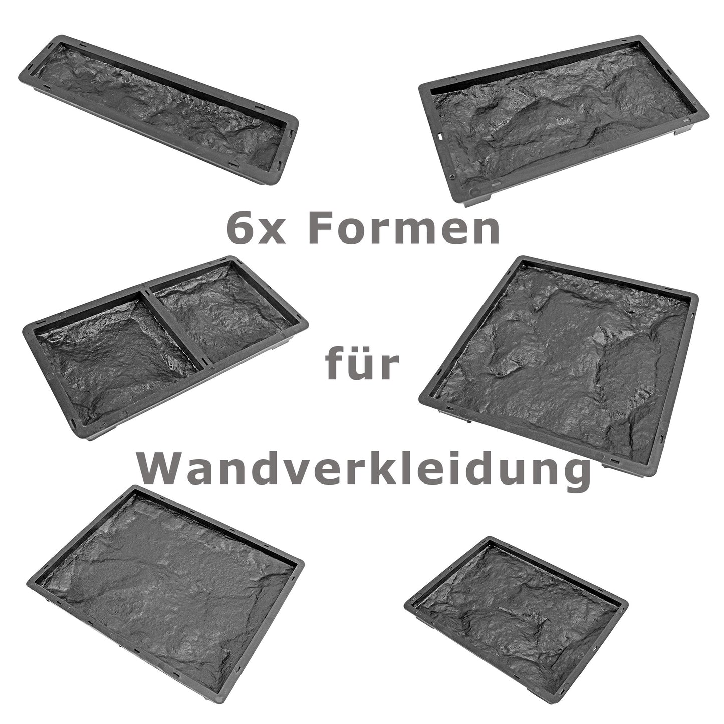 Polypropylen-Formen Set für Wandfliesen - 6 Formen - Seitensicht