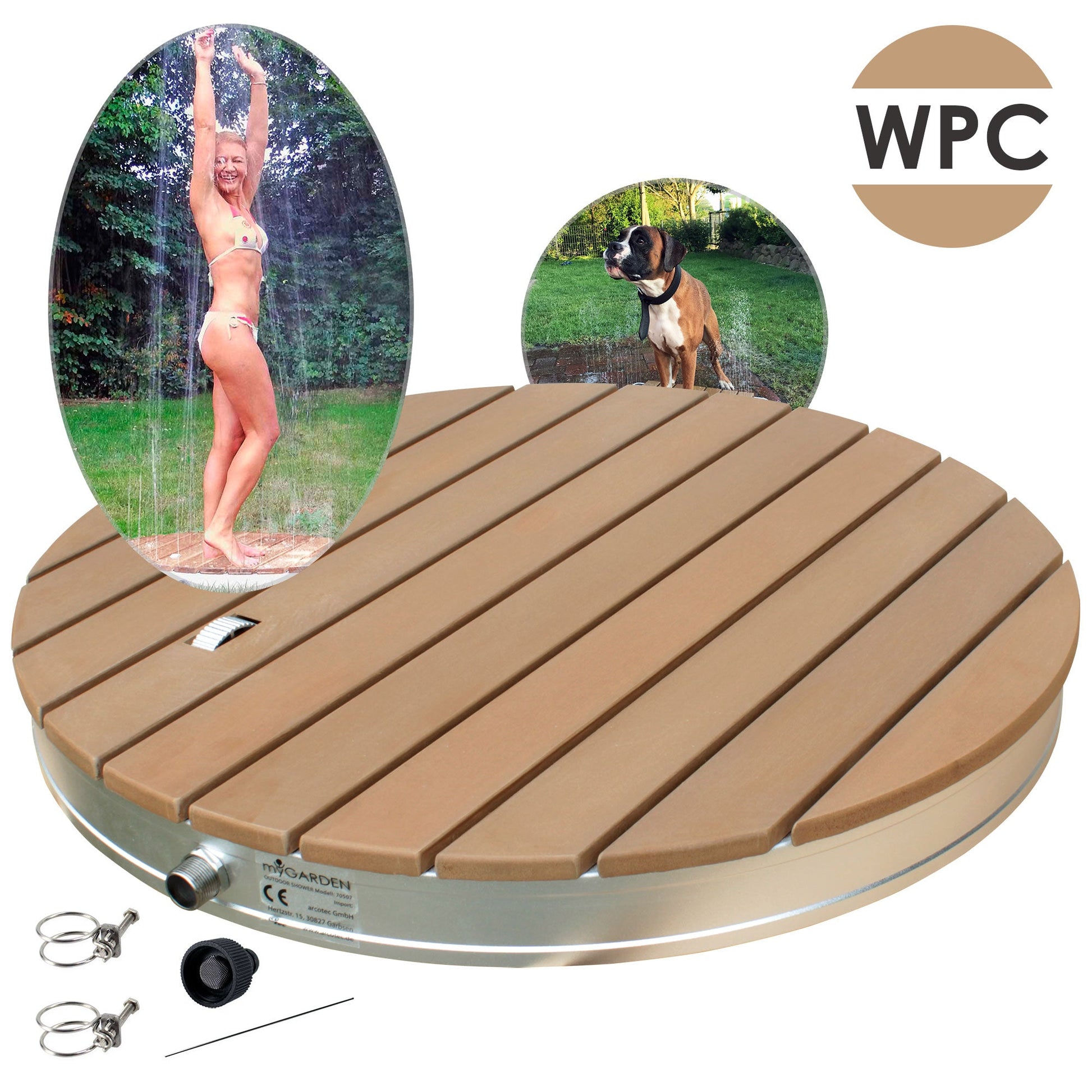 Runde WPC Bodendusche
