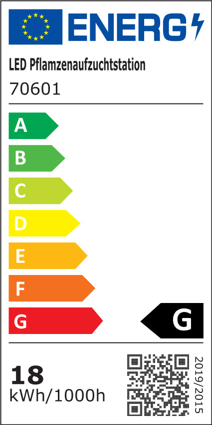 Energieeffizienzklasse Aufkleber für LED Pflanzenaufzuchtstation